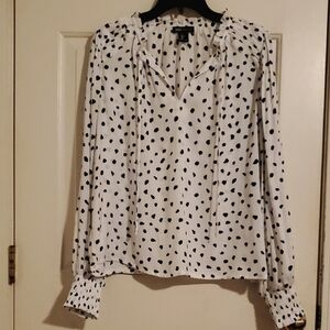 DKNY Women's White and Black Polka Dot Top